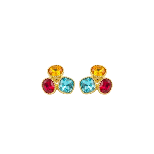 Trio Gem Stud Earring