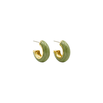Green Enamel Hoop Earrings