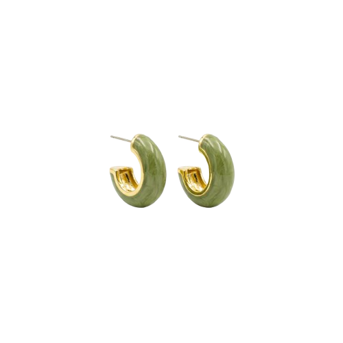 Green Enamel Hoop Earrings