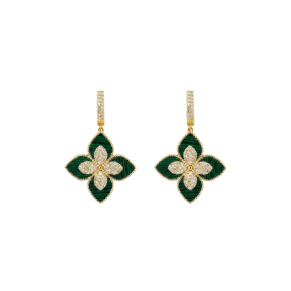 Floral Pavé Drop Earrings